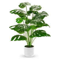 28" Tall Faux Potted Tree Large Artificial Monstera Plant for Indoor Outdoor Decor Floor Front Porch Greenery