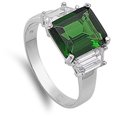 thumbnail image 4 of CHOOSE YOUR COLOR Simulated Emerald Vintage Anniversary Ring .925 Sterling Silver Band Green CZ Female Size 5, 4 of 4