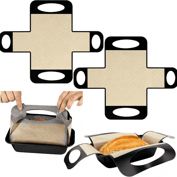 Wuxiuli Carbon Steel Nonstick Rectangular Bread Pans with reusable bread pan liners for Baking 4 Piece Set