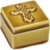 Amber Ceramic Square Faith Cross Trinket Box