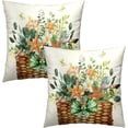 thumbnail image 2 of Vintage Summer Throw Pillow Covers 16x16 Inch Pack of 2, Starfish Eucalyptus Floral Leaves Seasonal Square Cotton Pillowcases for Couch Sofa Bed Porch Garden Outdoor Decor, 2 of 4