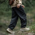 thumbnail image 3 of Men Elastic Waist Pants Men Outdoor Pants Loose Fit Quick Dry Windproof Solid Color Double Side Pockets Autumn Cargo Pants for Tourism Climbing, 3 of 7