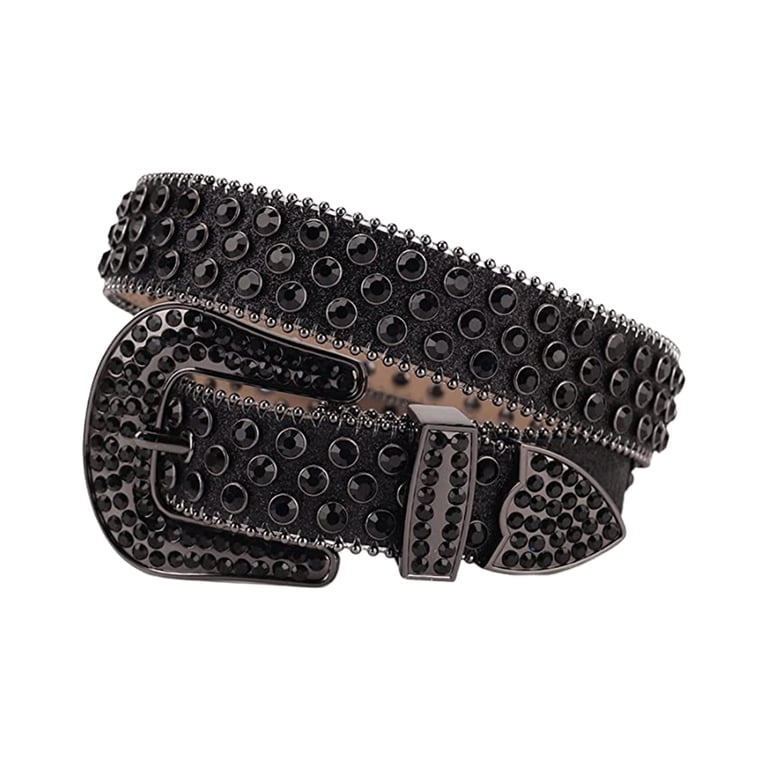 Punk Style Adjustable Faux Leather Belt with Buckle Straps for Women Tnobhg Women Faux Leather Belt Rivet Rhinestones Punk Style  main image 3