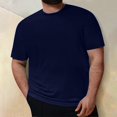 thumbnail image 2 of Plus Size Mens Casual Round Neck Solid Color Short Sleeve T-Shirt Blouse Tops 4XL, 2 of 5