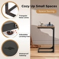 thumbnail image 4 of Set of 2 C Shaped Metal End Table with Adjustable Feet, Small Sofa Couch Side Table for Living Room Bedroom, Brown, 4 of 8