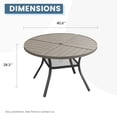 thumbnail image 3 of Vicllax Outdoor Patio Dining Table Dia.41" Slatted Tabletop Metal Frame with Umbrella Hole, Graywood, 3 of 8