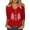 3 Red, variant on Womens 3/4 Sleeve V Neck T-Shirts Merry Bright Christmas Tree Graphic Tee Tops