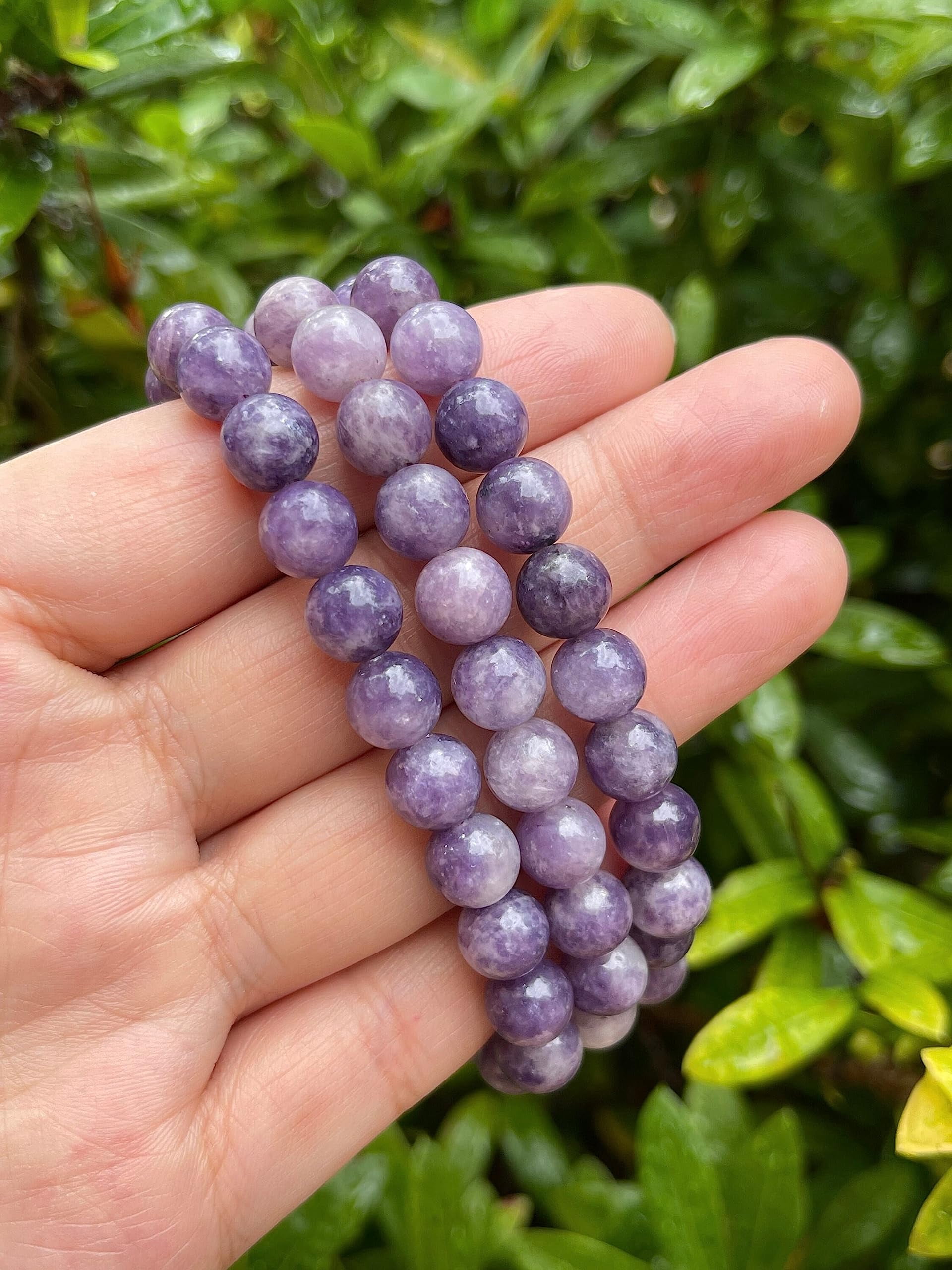 Lepidolite Crystal Bead Bracelet 8mm, Wholesale Genuine Lepidolite Stretch Gemstone Bracelet, Lepidolite Gift for Men & Women (3)