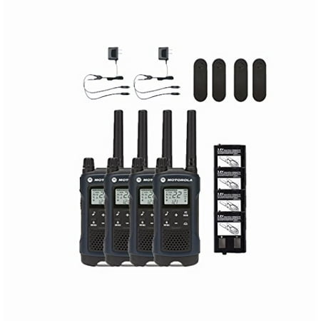 Hands Free Emergency Speakerphone - Motorola Talkabout T460 Two-Way Radio 4-PACK Weatherproof 22 Channel Walkie Talkies