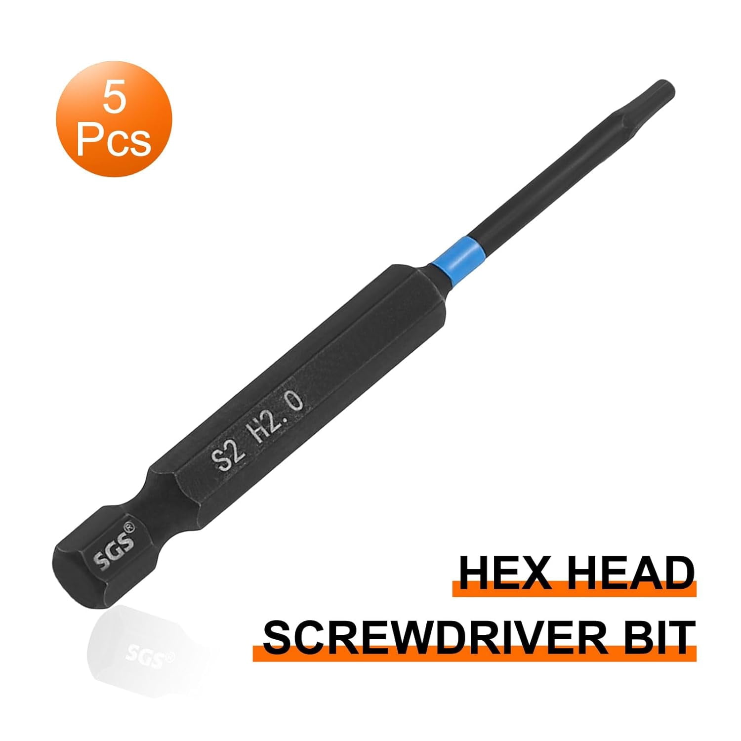 MKEUDQ-5pcs Hex Head Wrench Drill Bit 5mm(H5) 1/4" Hex Shank 2.56"(65mm) Length S2 Steel Magnetic Hexagon Impact Drivers Metric Screwdriver Bit