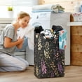 thumbnail image 5 of Yayeee Freestanding Laundry Hamper with Handle Collapsible Large Storage Basket for Clothes, Purple Floral Pattern, 5 of 7