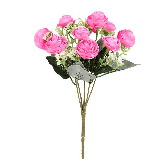 Brotes de flores de rosas artificiales Ceremonia de banquete de boda Tela de seda Ramo de flores falsas Decoración floral para el hogar, Rosa roja Yuarrent HA6645-04B