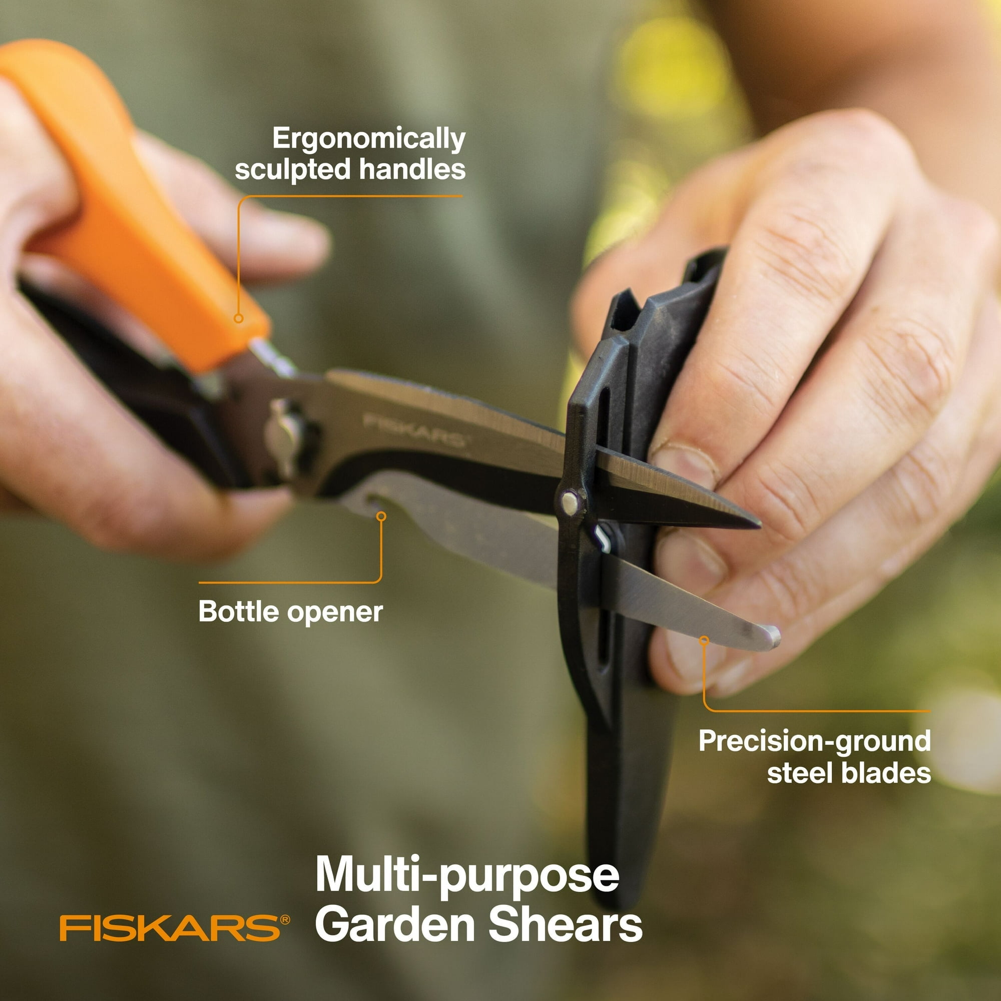 Fiskars Multipurpose Straight Blade Garden Shears, Black and Orange - Pack of 2