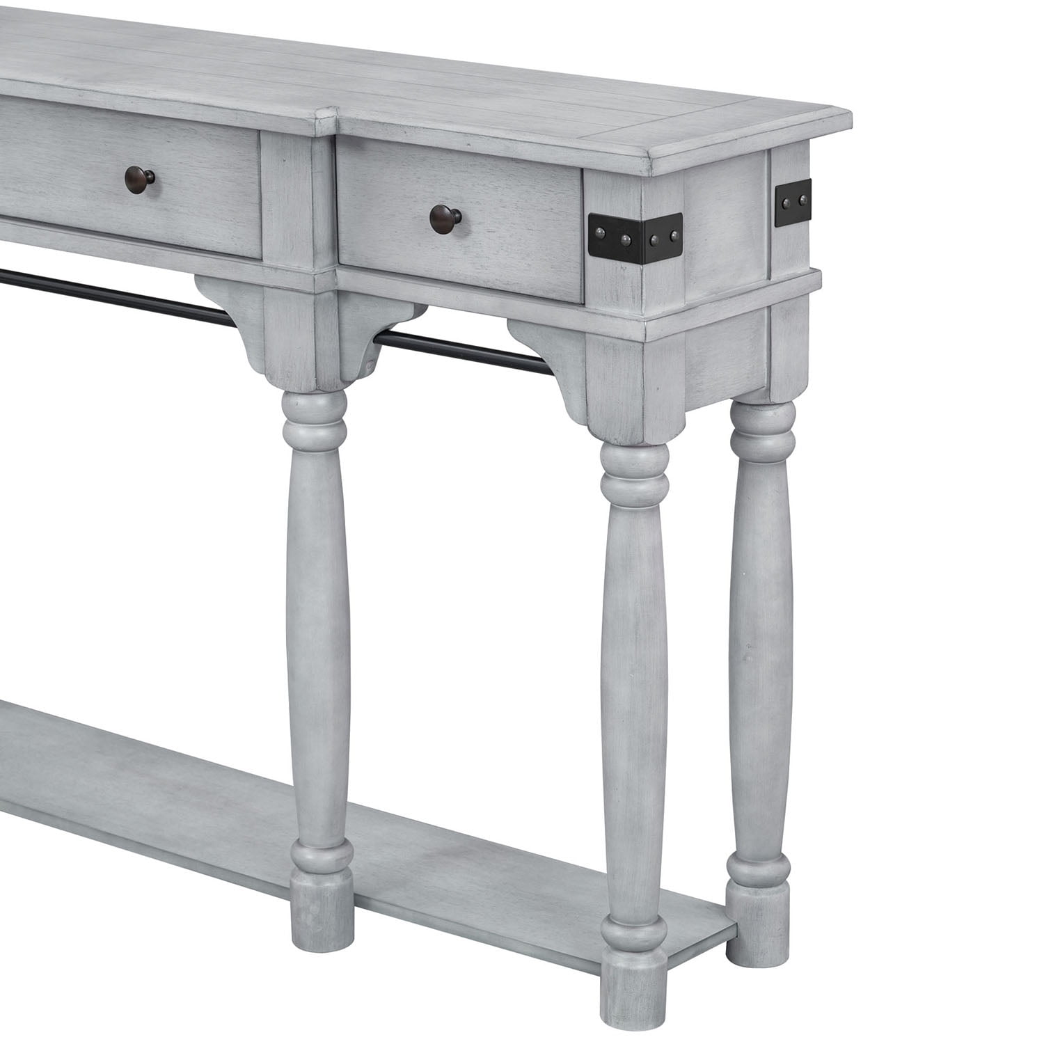 Kepooman 60" Console Table, Entryway Table with Storage Drawers and Bottom Shelf for Entryway, Hallway, Antique Gray Kepooman 60" Console Table, Entryway Table with Storage Drawers and Bottom Shelf for Entryway, Hallway, Antique Gray