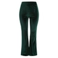 thumbnail image 4 of Arlun,Women's Oversized High Waisted Velvet Flared Pants Trendy Stretchy Solid Color Business Casual Trousers Ladies Elegant Elastic Waisted Baggy Lounge Joggers Green M, 4 of 5