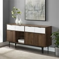 thumbnail image 2 of Baltic 60" Asymmetrical 2-Drawer Sideboard in Faux White Marble/Dark Walnut, 2 of 4