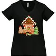 thumbnail image 3 of Inktastic Gingerbread House Christmas Women's Plus Size V-Neck T-Shirt, 3 of 5