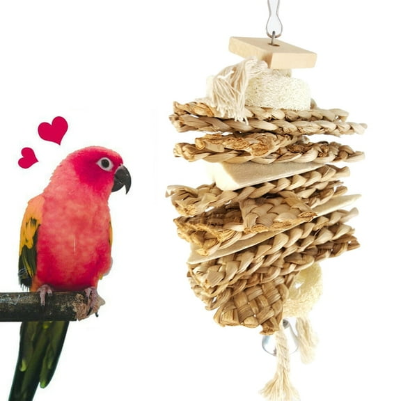 D GROEE Bird Toys Foraging Shredding Loofah Cuttlebone Grass Natural Chew Parrot Cockatoo Cockatiel