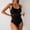 Black, variant on LYMAYTER Women One-Piece Swimsuit Solid Color Spliced Netting Skintight Sling Fashion for Swimwear S-2XL