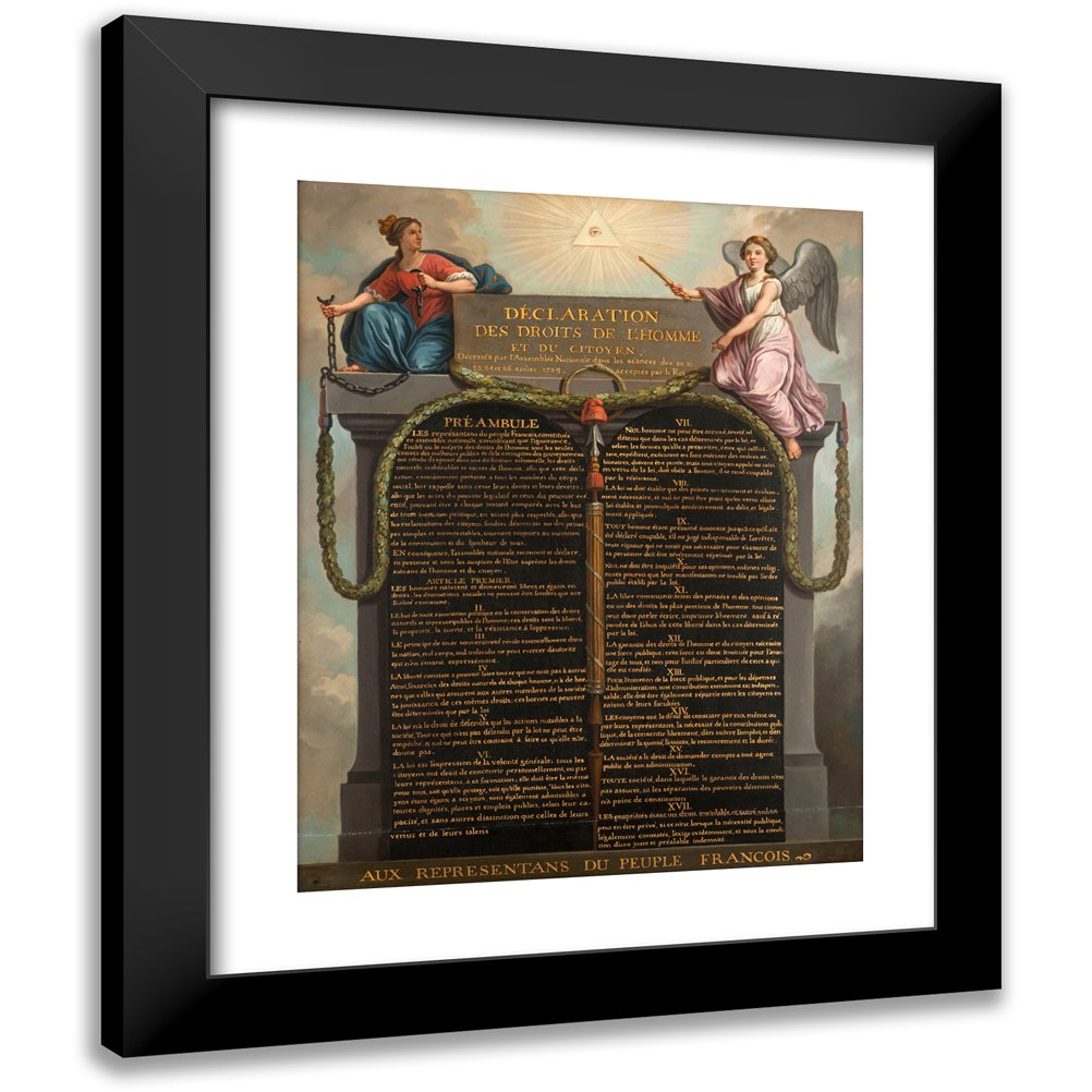 Jean-Jacques-François Le Barbier 12x14 Black Modern Framed Museum Art Print Titled - Declaration of the Rights of Man and Citizen. (1789)