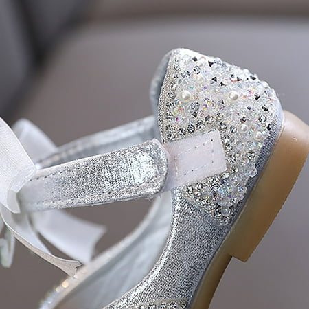 

Gubotare Sandals for Girl Dressy Toddler Little Kid Girls Sandals Fashion Bow Summer Shoes (Silver 10.5)