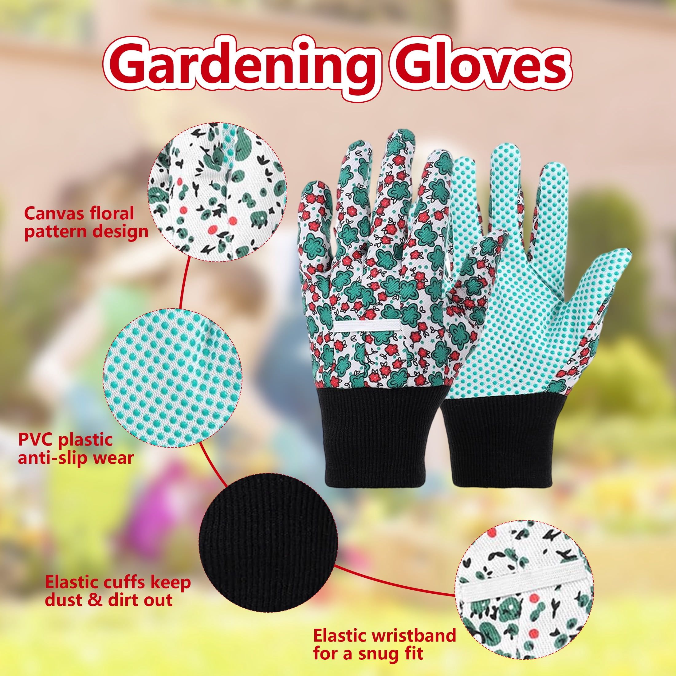4 Pairs Gardening Gloves for Women Breathable Floral Garden Gloves with Non-Slip Grip Work Glove for Weeding Planting