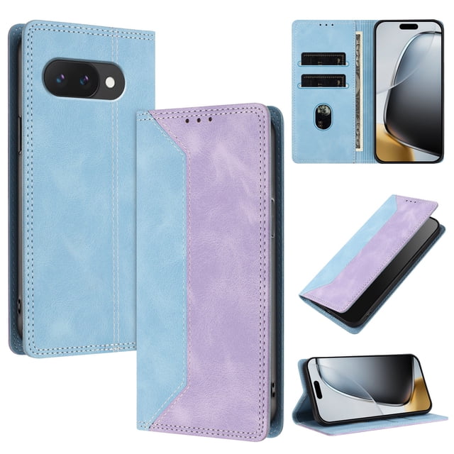 Phone Case for Google Pixel 9A FOXDOCK Premium Leather,Creative Dual-Color Cover with Card Slot,Shockproof