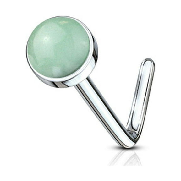 Nose Stud Screw Ring 20G 316L Stainless Steel with Opalite Stone