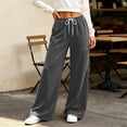 thumbnail image 6 of Ayolanni Women Wide Leg Sweatpants Dark Gray Baggy Low Rise Sweatpants Long Athletic Drawstring Pants with Pockets, 6 of 8