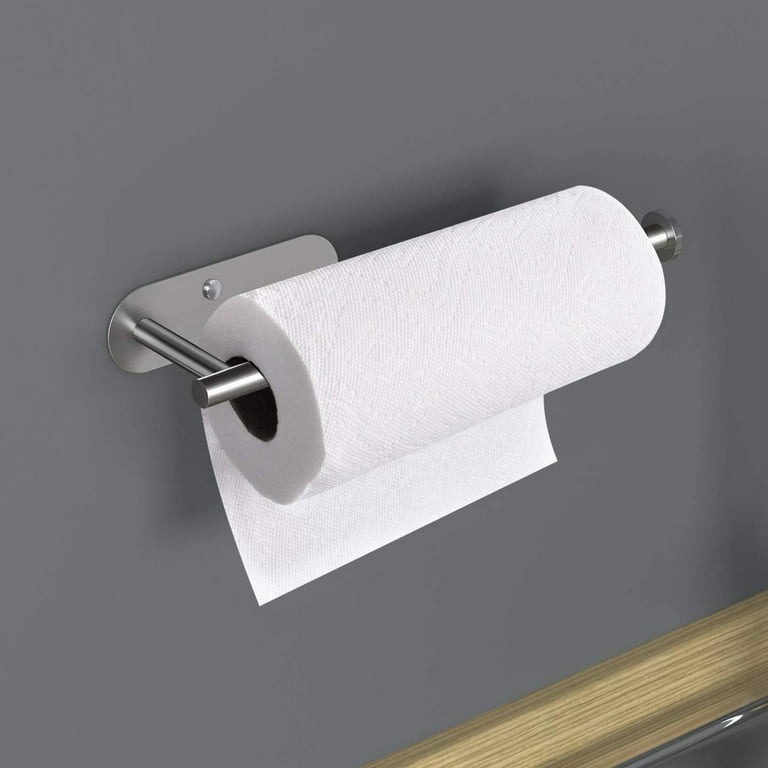 Paper Towel Holder Under Cabinet, 2 pcs Kitchen Wall Mount Stainless Steel Roll  Paper Towel Rack