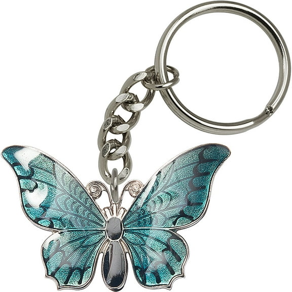 Silver Plate Butterfly Keychain 3 1/8 x 5 inches