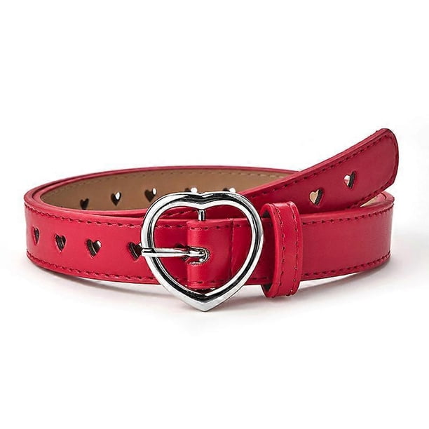 Children Faux Leather Belt Kids Cute Peach Heart Buckle Belts Girls Waist Belt Conbo