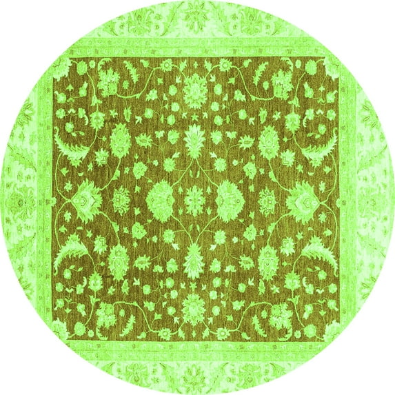 Ahgly Company Indoor Round Abstract Green Modern Area Rugs, 4' Round