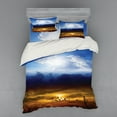 thumbnail image 2 of Landscape Duvet Cover Set, Sun and Dark Stormy Sky with Thunder Heaven and Hell and Evil Art, Bedding Set with Shams and Fitted Sheet, 3 Sizes, by Ambesonne, 2 of 3