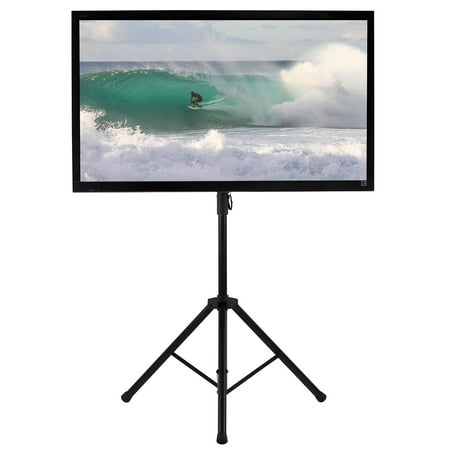 61 Inch Screen Support - Mount-It! LCD Flat Panel TV Tripod, Portable TV Stand Fits LCD LED Flat Screen TV sizes 32-70 inch, Adjustable Height Pole, Supports up to 77 lbs and VESA 600x400 (MI-874)