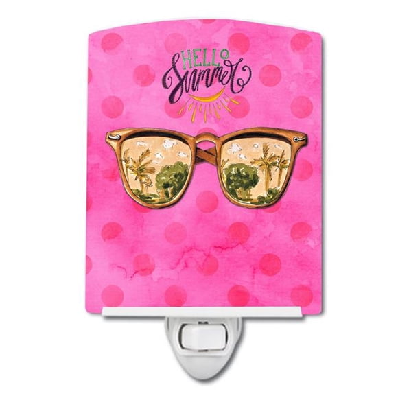 Carolines Treasures BB8209CNL Lunettes de Soleil de Plage Rose à Pois Veilleuse en Céramique