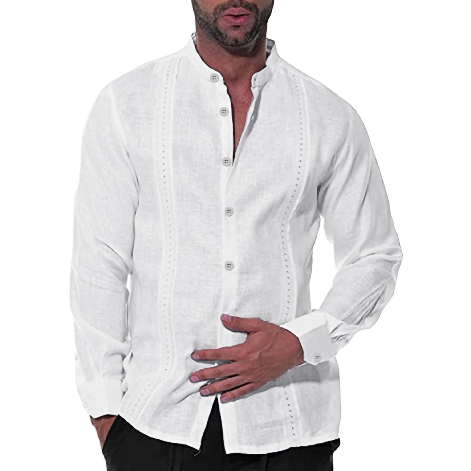 Innerwin Chemises Bouton vers le Bas Hommes Tops Travail Stand Col Tunique Chemise Blanche 3XL Walmart