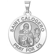 Saint Calogero of Agrigento Religious Medal -  - 1 Inch Size of a Quarter -Sterling Silver