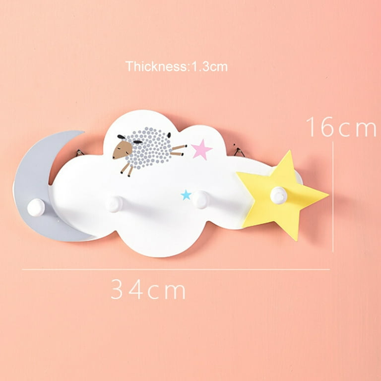 Yuedong Wooden Wall Mounted Key Holder Cloud Shape Door hook Nail Free 4 Hooks Wall Hooks Multi Functional Hook Walmart