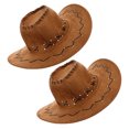 thumbnail image 4 of GOOHOCHY piezas de sombrero de vaquera occidental para niños, clásico, para niños y niñas, sombrero Fedora de rodeo, de ala ancha, para cosplay, para fiesta temática del oeste., 4 of 7