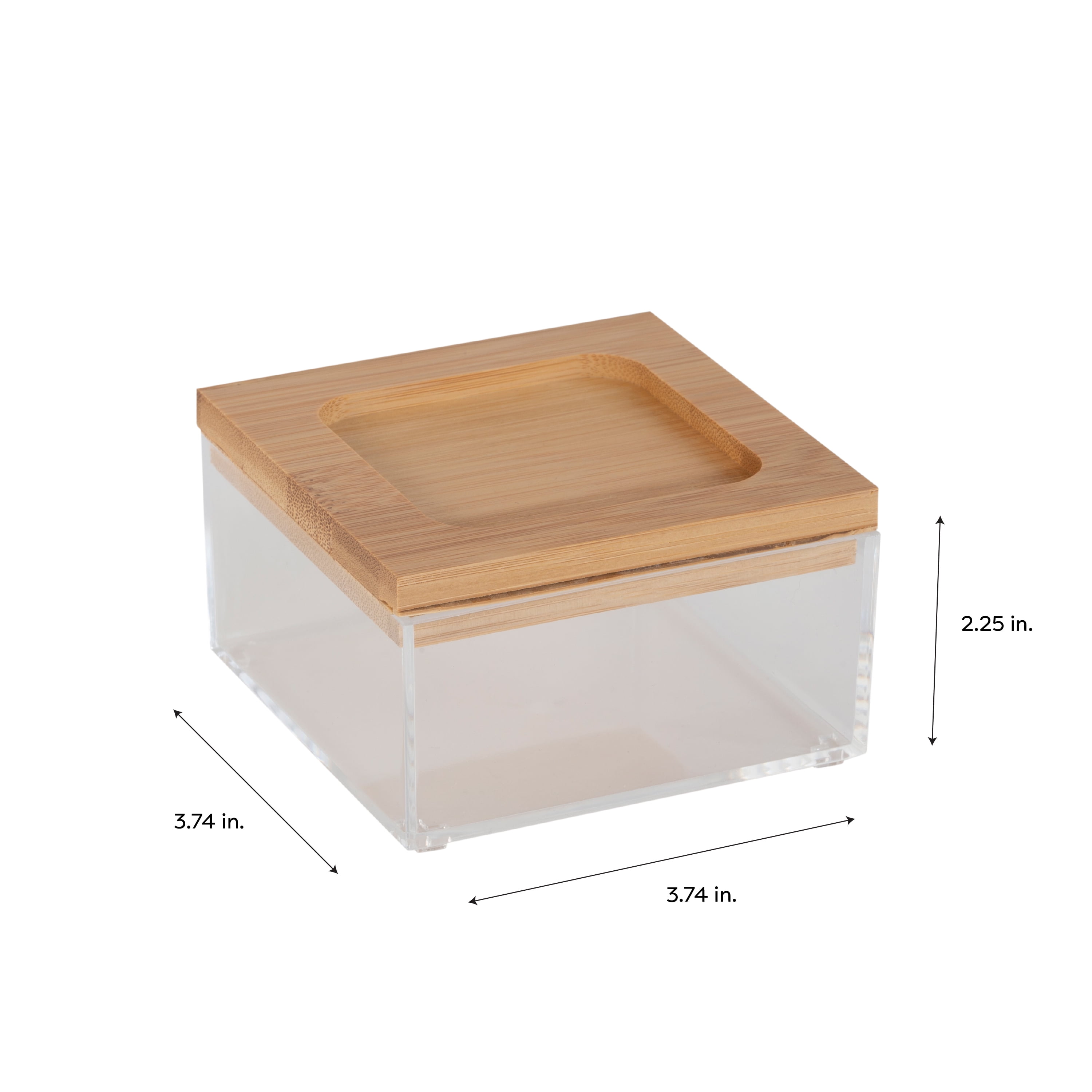 Simplify Square Clear Jewelry and Cosmetic Organizer Box with Bamboo Lid