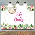 thumbnail image 1 of Pink Floral Sloth Monstera Baby Shower Backdrop, 1 of 5