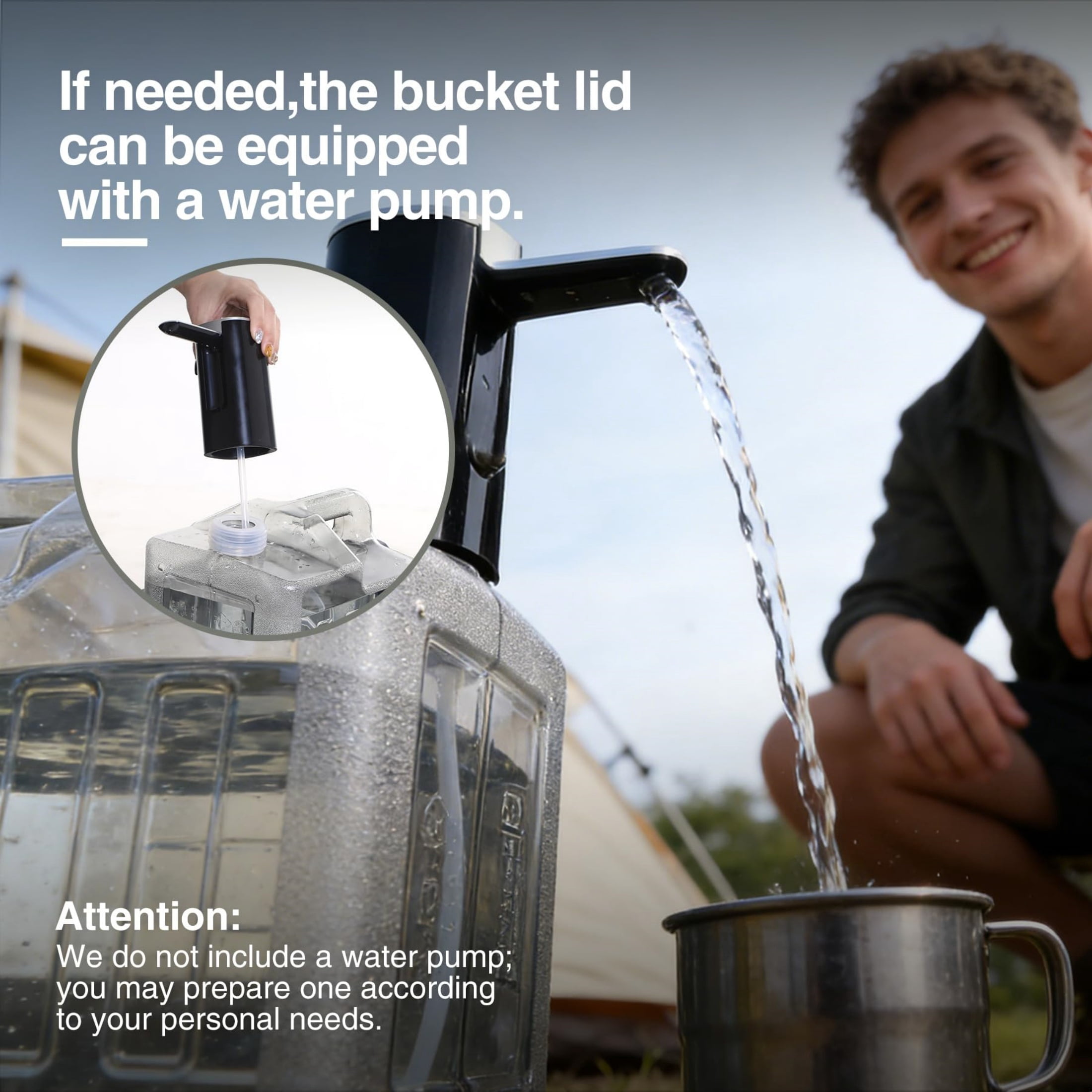 REDCAMP 4 Gallon BPA Free Water Container, Portable Water Storage Tank with Spigot for Outdoor Camping Travel Hiking, PC Food Grade Thickened Bucket, Grey 15L