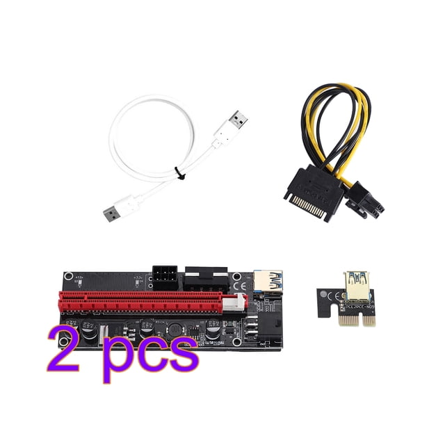 Tarjeta elevadora PCI-E 1X a 16X Tarjeta elevadora extensor GPU Adaptador GPU PCI-E USB 3.0 con interfaz de 6 pines, Blanco Inevent EL001235-02*2