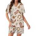 thumbnail image 1 of PRIYAL Ensembles de Pyjama pour Femmes Howdy Cowboy Cowgirl Satin Soie Manches Courtes et Pantalons, 1 of 4