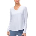 thumbnail image 1 of TFixol Camisas de entrenamiento para mujer sueltas de secado rápido con cuello en V elástico, 1 of 8
