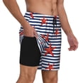 thumbnail image 2 of Yiaed Starfish Navy Blue Stripe Print Mens Swim Trunks Bathing Suit Compression Liner Beach Swim Shorts Swimwear Quick Dry Zipper Pocket No-Chafing Board Short-X-Large, 2 of 6