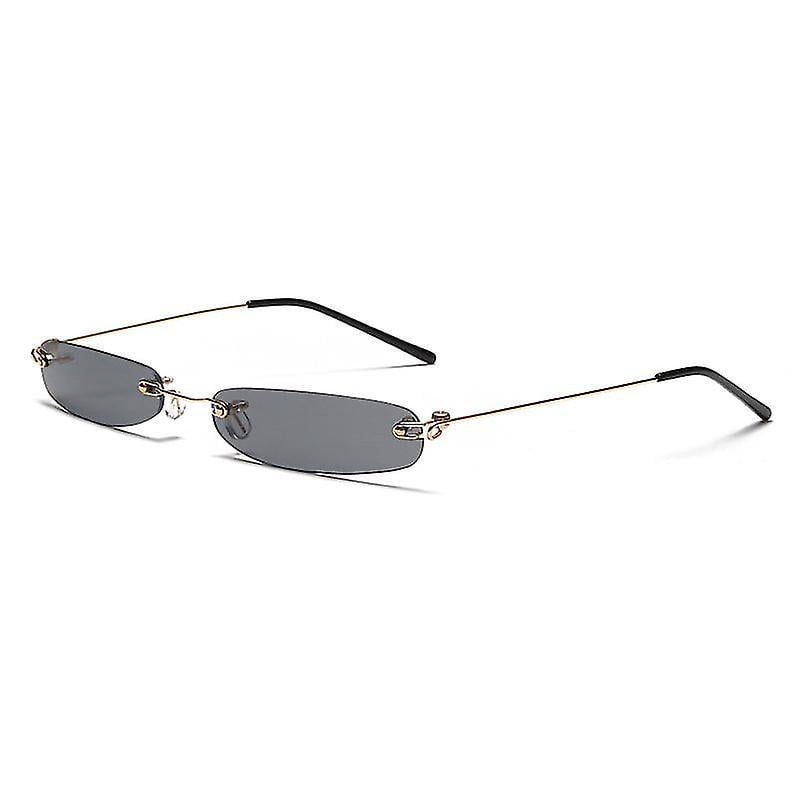 Retro Small Narrow Rimless Sunglasses Clear Eyewear Vintage