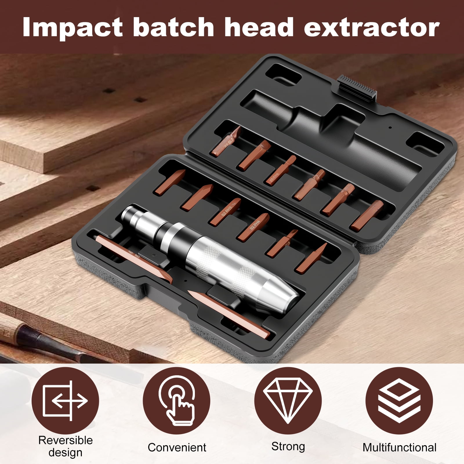 Hand Impact Screwdriver Set Reversible Manual Impact Driver Tool For Rusted Frozen Screws (silver )