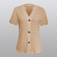 thumbnail image 2 of TRUBKH Button Down Shirts Short Sleeve Shirts for Women Gauze Shirts for Women Button Shirts Spring/european and American Border Station New Button V Neck T Shirt Long Sleeve Shirts for Women Khaki M, 2 of 7